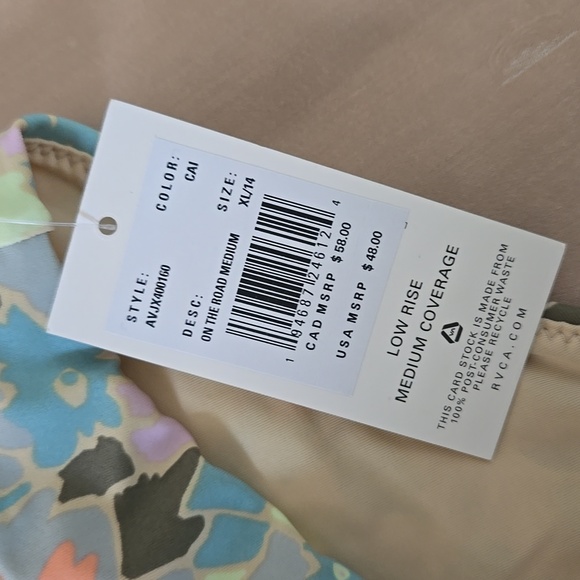 NWT RVCA On The Road Medium Floral Low Rise Bikini Bottom - Picture 9 of 9